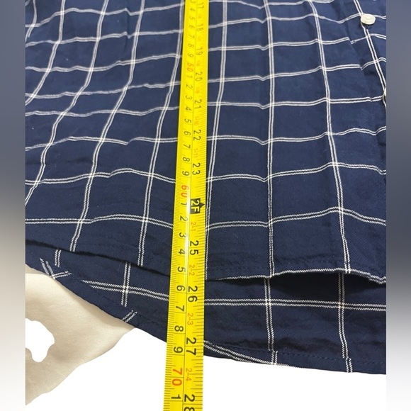 Madewell Navy Checkered Short Sleeve Button Down Shirt Sz L - Picture 4 of 7